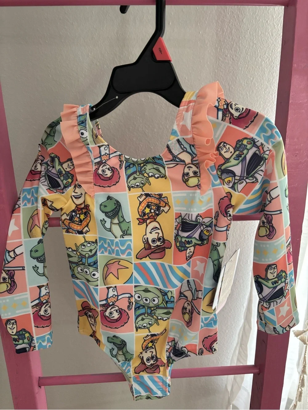 Disney Pastel Multi Toy Story Ruffle One-Piece Swimsuit - Picture 1 of 6